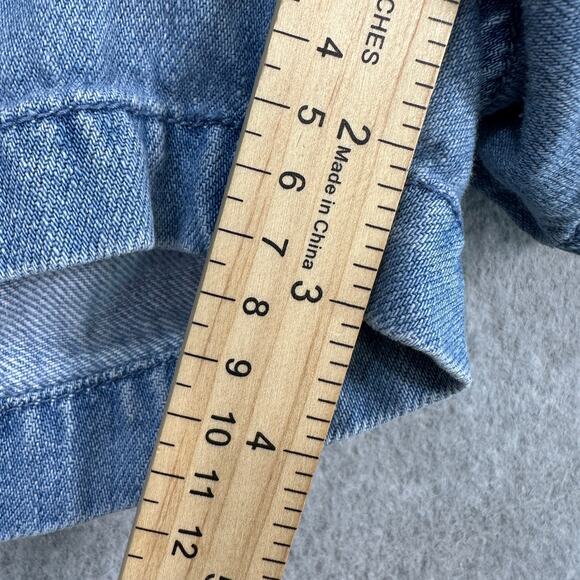 Loft Chambray Jean Shorts WMNS 32 Light Wash Blue Hi-Rise Elastic Waist Stretch - Picture 8 of 8